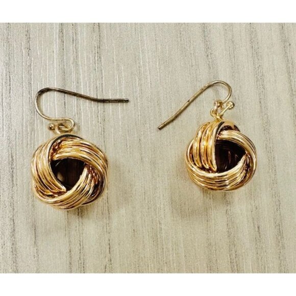 Gold-Tone Double Layer Snake Knotted Bead Necklace Earrings Set Adjust Chain 10" - Picture 3 of 6